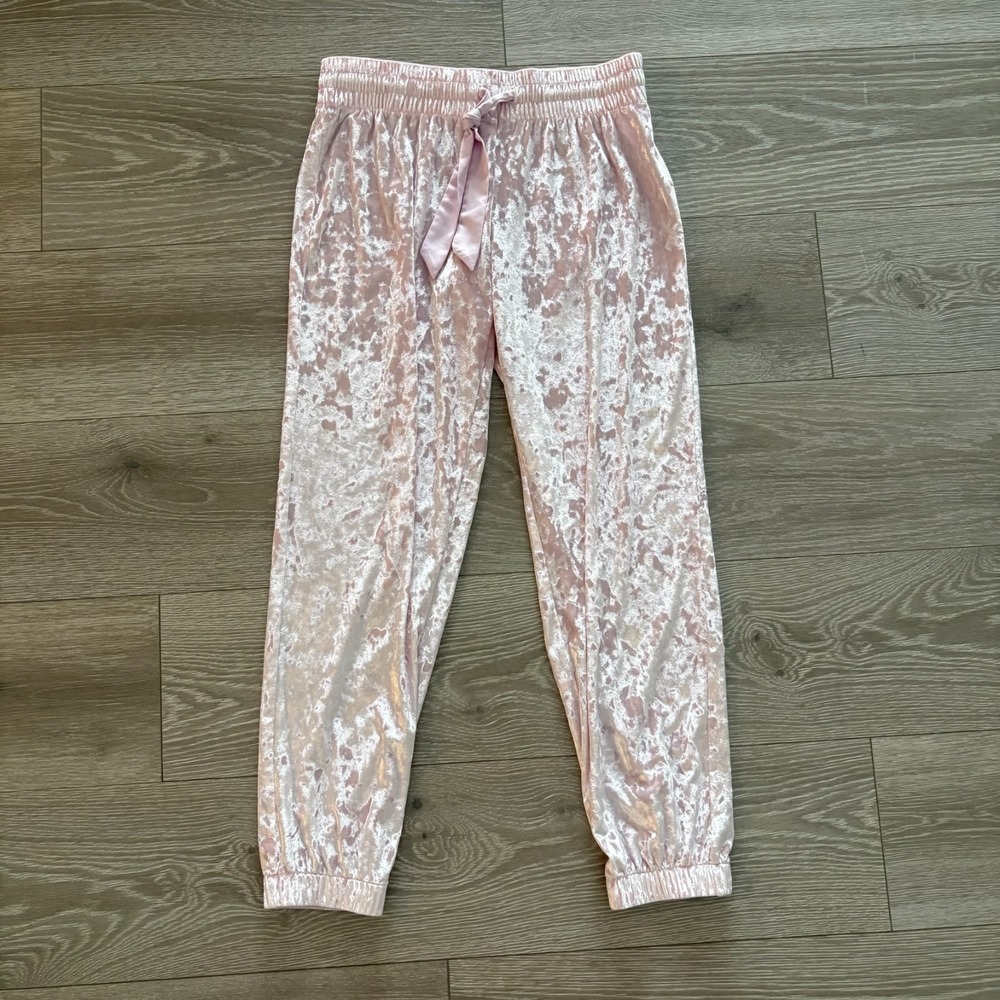 Victoria's Secret Womens Blush‎ Pink Crushed Velour Lounge Joggers Pants Size S